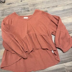 Universal Thread Terracotta V-Neck Peplum Blouse